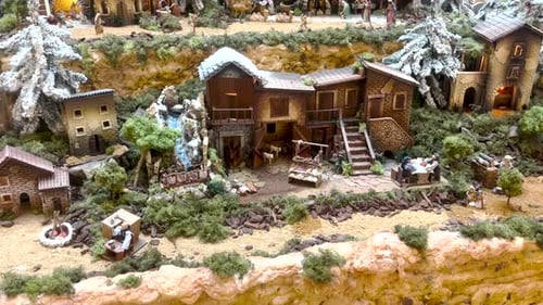 quaint small village adorned with the enchanting decorations of Christmas, creating a festive and he