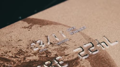 Plastic Credit Card Rotates Close Up