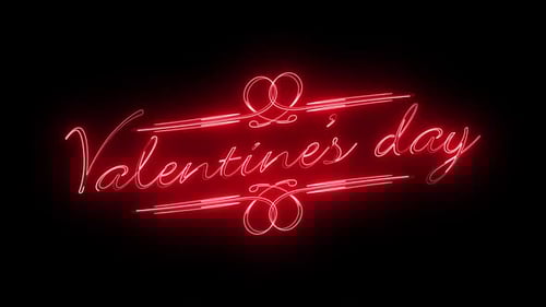 Red Neon Glowing Valentine's Day Title Animation