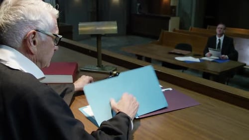 Court room scene - modern lawyers in an american trial court