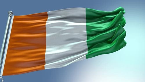 Ivory Coast Flag Waving Realistically in the Wind