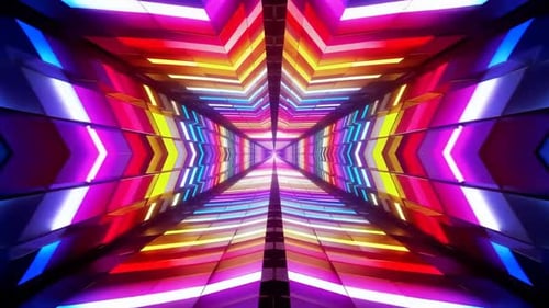 Fond de mouvement futuriste en forme de boucle de tunnel en étoile au néon