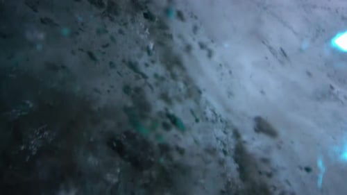 Turquoise Pure Color of Ice Inside the Ice Cave