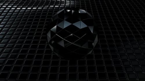 Luxus-Hintergrund mit schwebenden schwarzen Würfeln, 3D-Render, Kugel, Reflexion, Exklusiv
