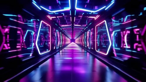 Futuristic Cyberpunk Neon Corridor Loop