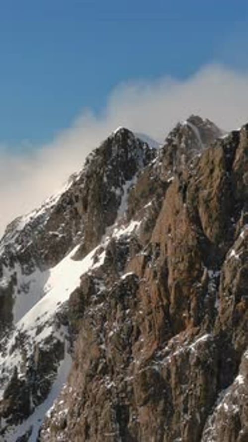 Snowy Mountain Peak in British Columbia, Canada, on a Bright, Clear Day