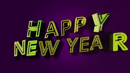 Happy New Year 3D Neon Text Animation