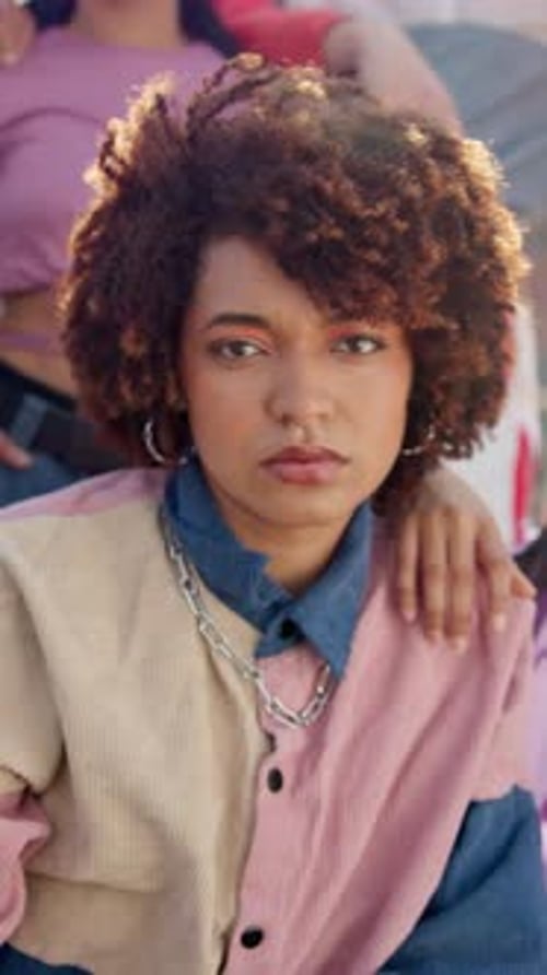 Stylish Friends Posing Together in City Setting