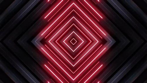 Abstract Glowing Red Neon Geometric Tunnel Loop Background