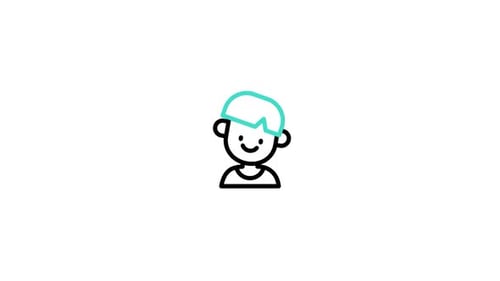Minimalist Person Avatar Icon Animation with Blue Hair