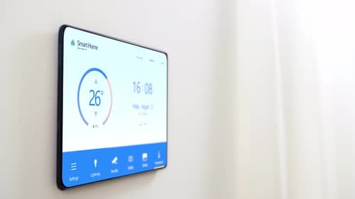 Smart home control panel on wall