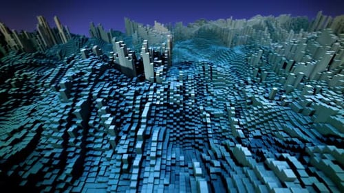 Abstract Geometric Digital Landscape Flyover Animation