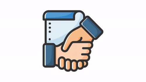 Corporate Handshake and Document Flat Design Icon Animation