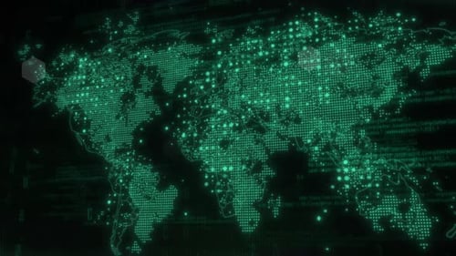 Digital World Map Global Network Connection Technology Background