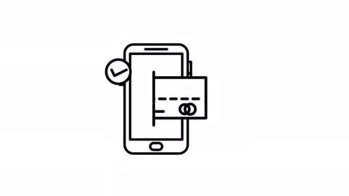 Verified Bank Card on Mobile App Line Art Animated Looping Video Alpha Channel Icon