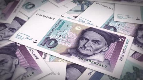 Animated German Deutsche Mark Banknotes Background