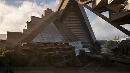 A Futuristic Building Against a Stunning Sky Backdrop