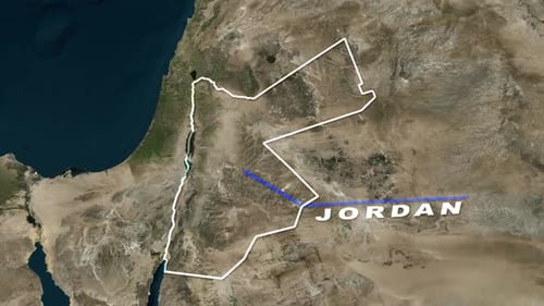 Global Map Zoom to Jordan with Animated Outline