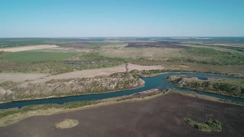 Aerial View of a River Surrounded with Green Trees in the Morning Calm Morning and Relaxing