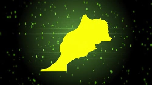 Digital Map Reveal with Glitch and Binary Code Background