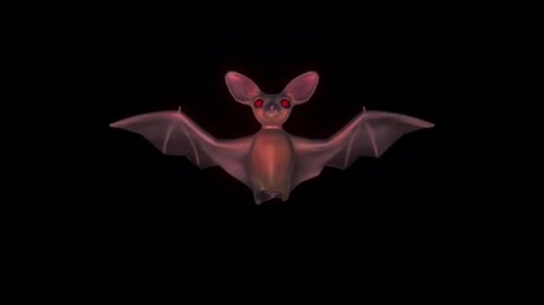 Spooky 3D Animated Bat with Glowing Red Eyes