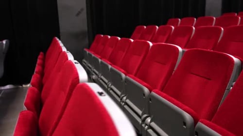 Rows Of Red Chairs In Concert Hall
