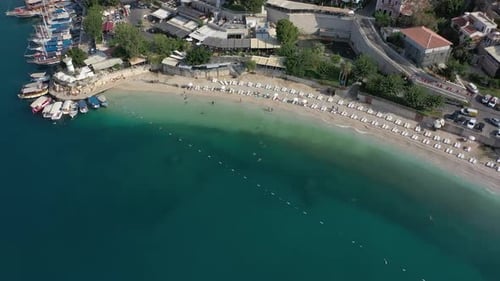Aerial view of the beach and the city of Kalkan