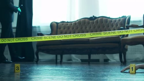 Crime Scene Investigation With Tape and Evidence Markers