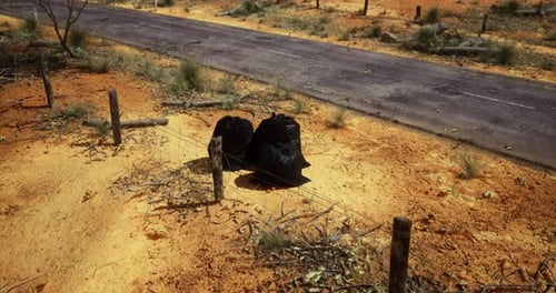 Waste Disposal Along a Desolate Roadside in a Rural Area of Australia