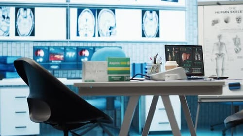 Spacious and Empty Healthcare Office with Modern Medical Equipment