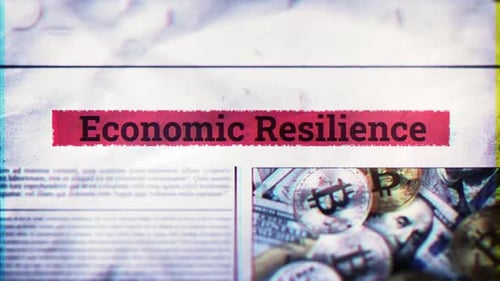Grunge Newspaper Economic Resilience Glitch Title Reveal