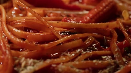 Delicious Pasta with Sauce Close Up