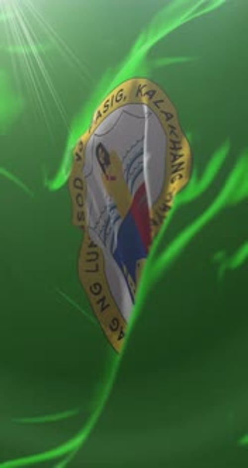 Corporate Emblem Waving Flag Reveal Animation