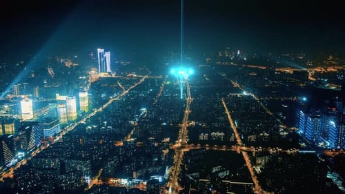 smart Connected city skyline. Futuristic network concept, city Technology