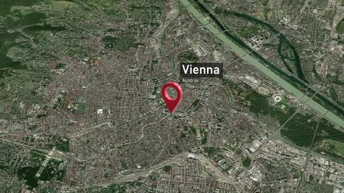 Vienna City Map Zoom (Austria) from Space to Earth