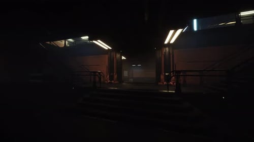 Empty Corridor with Reflective Wall