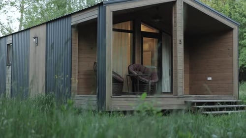 Modern Small House Exterior in a Rural Setting