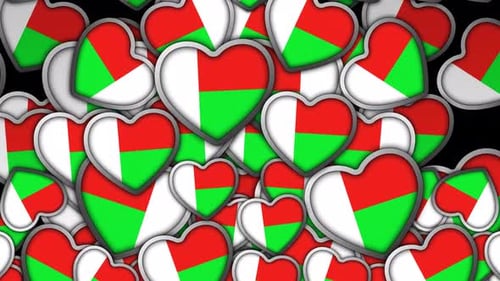 Animated Madagascar Flag Hearts Flowing Pattern