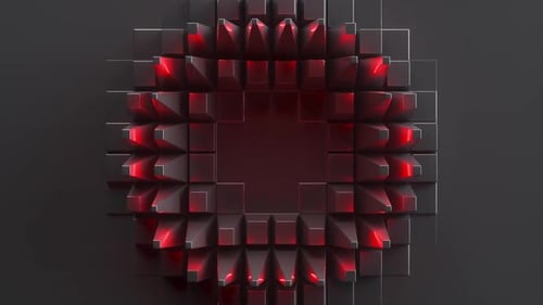 Abstract Geometric Cubes Logo Reveal with Red Glow