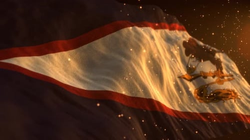 Majestic Waving Flag Background with Golden Dust Particles