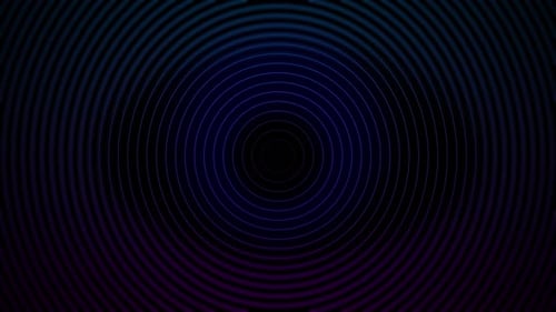 blue and purple neon tunnel moving into the distance, abstract 3D background circle