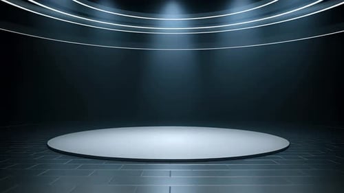 Podium Futuristische Vitrine mit Plattform für Produktausstellungen. Leeres modernes Bühnendisplay