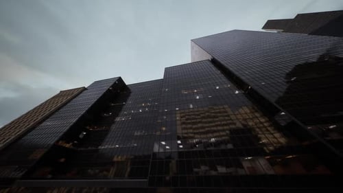 Modern Skyscrapers at Dusk Reflecting the Urban Landscape in the City