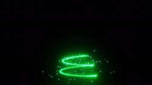 Animation Fröhliche Weihnachtsbaum-Animation mit Schneeflocken-Partikeln auf schwarzem Hintergrund