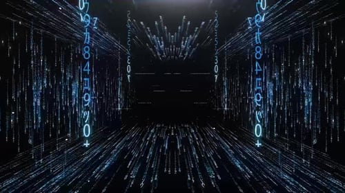 Futuristic Digital Tunnel with Binary Code