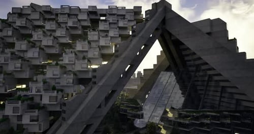 Arquitectura urbana innovadora con diseño geométrico y vegetación