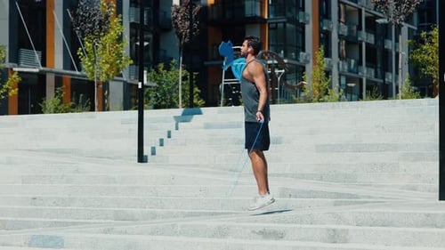 Young Man Exercising Outside