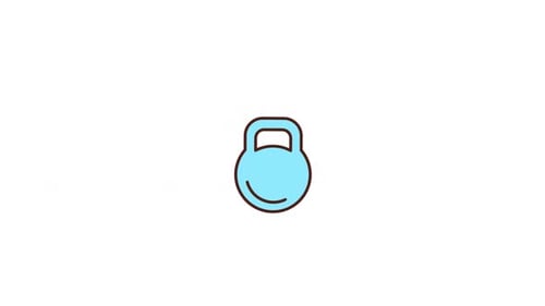 Animated Kettlebell Icon in Flat Design Style