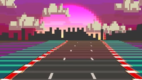 Game style background Road Pixelated