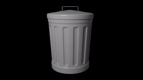 Animated 3D Trash Can Rotation Loop